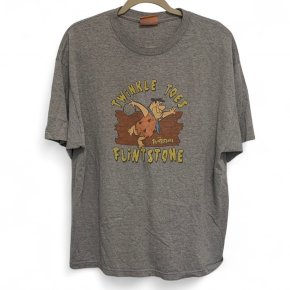Vintage Tops - Vintage Flintstones Fred Flintstone Gray Short Sleeve Tee Shirt